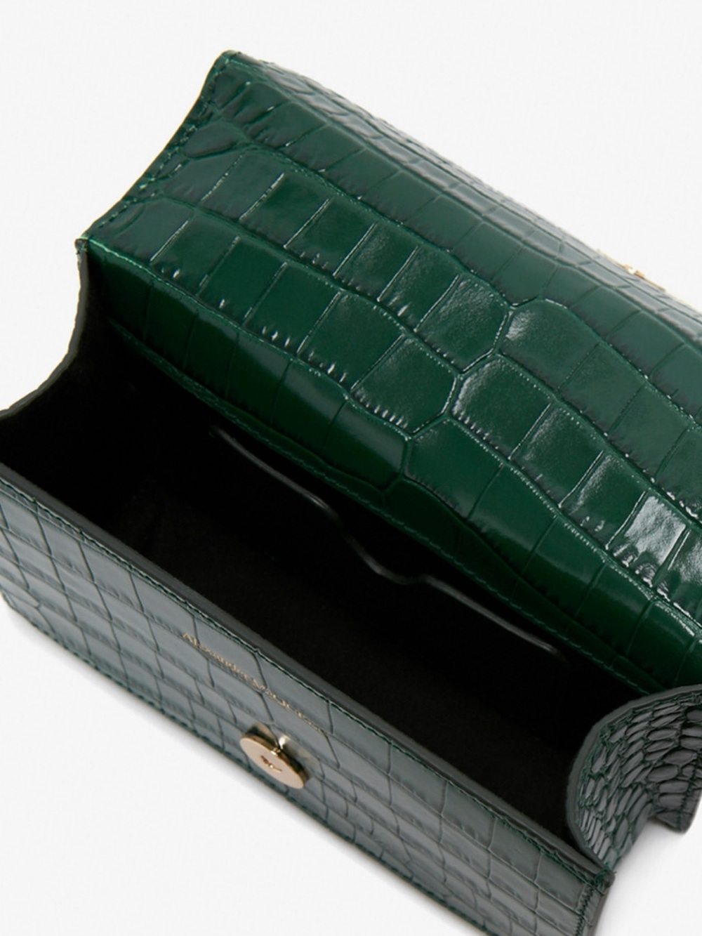 ALEXANDER MCQUEEN ‘Mini Jeweled Croc Satchel’ in Emerald/Gold - Picture 5 of 14